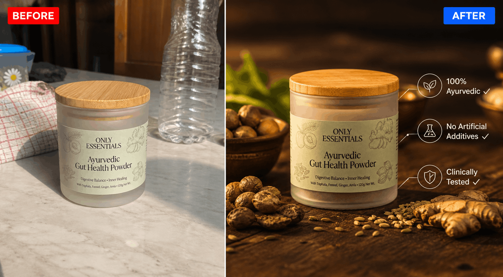 Their Ayurvedic gut health product was live. But their D2C presence looked like an afterthought.